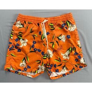 VANS Men's Mixed 18 Swim, Board Shorts. Orange Floral, Men's Size XL. EUC!!
